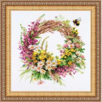 Набор для вышивания  "венок с иван-чаем" 30х30 см    