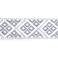 Лента ременная (пояс) "9475" 5 см хлопок 100% чёрный  орнамент на натуральном