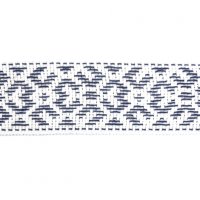 Лента ременная (пояс) "9478" 5 см хлопок 100% чёрный  цветок-орнамент на натуральном