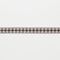 Лента атласная  1.1 см полиэстр 100% белый  клетка на коричневом